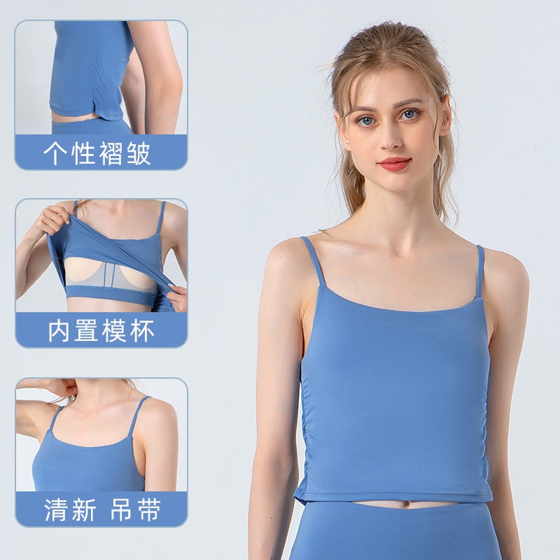 Yoga Wear Sports Bra Women'S Double-Layer Pleated Beautiful Back Shock-Proof Push-Up Fitness Bra Running Vest Top - Image 3