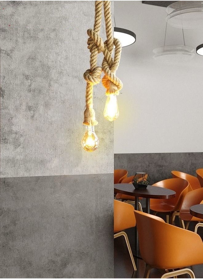 MIXDE 1M Double Head Rope Hanging Pendant - Vintage Loft Chandelier for Bedroom, Restaurant, Cafe, Bar - Country Style Décor  - Image 1