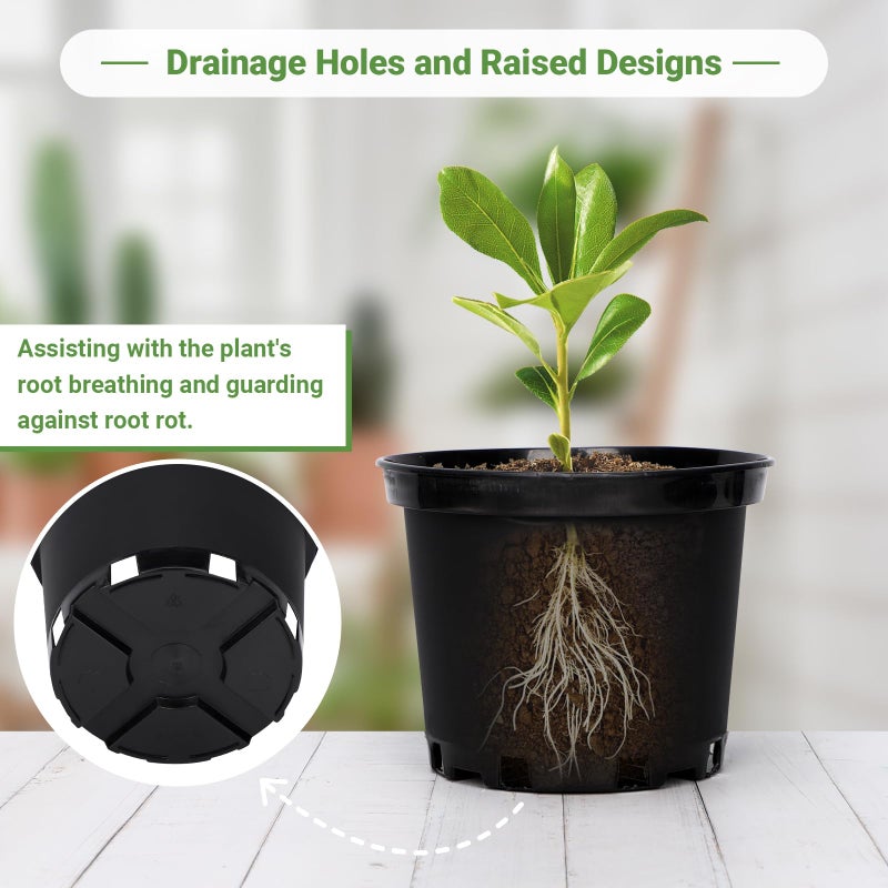 GREANER Nursery Pots, 1 Gallon Durable Flower Pots with Drainage Holes, Plant Containers for Flower, Seed, Tree, Tomato-Black (15PCS) - Image 4