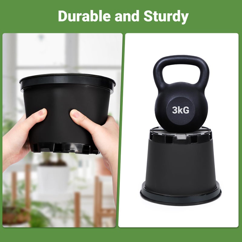 GREANER Nursery Pots, 1 Gallon Durable Flower Pots with Drainage Holes, Plant Containers for Flower, Seed, Tree, Tomato-Black (15PCS) - Image 3