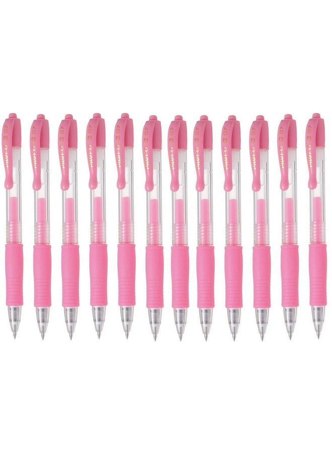 PILOT أقلام حبر جل باستيل قابلة للسحب G2 ذات رأس رفيع 0.7 مم باللون الوردي، 12 قلمًا - Image 1