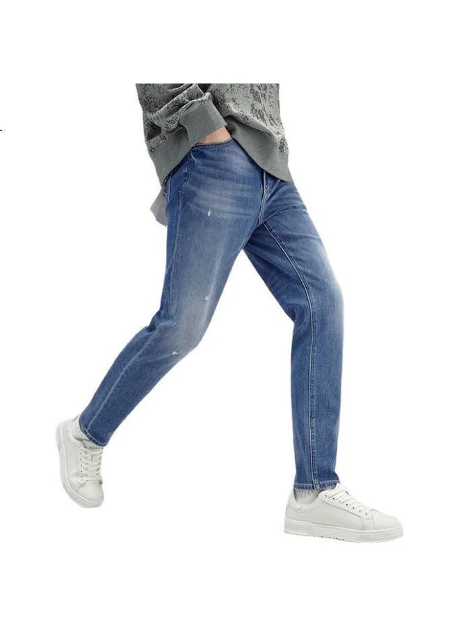Waxbird Peacebird Men'S Jeans, Autumn Slim-Fit Classic Trousers, Casual Trendy Commuter Style, Denim Blue, Size 35 - Image 3