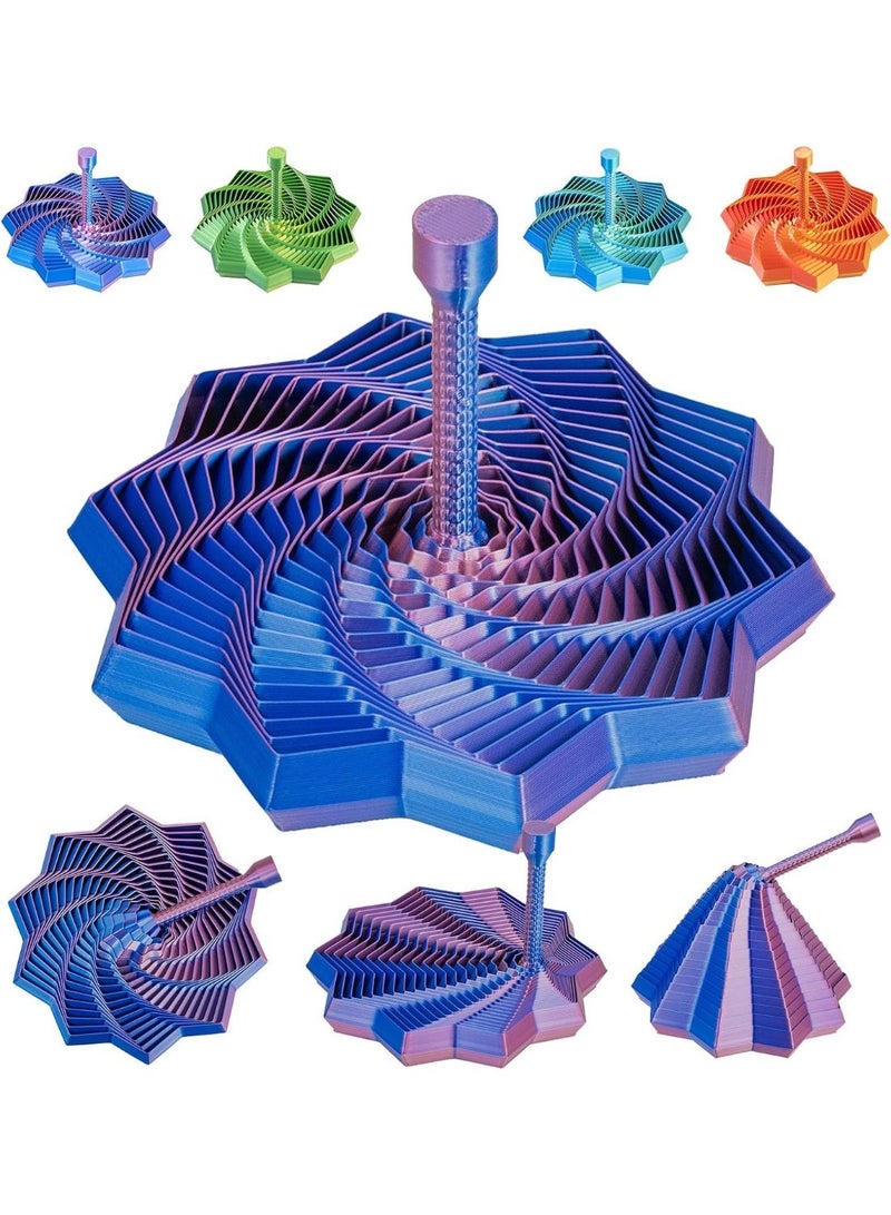 Meetion 3D Printed Sensory Fidget Star,Dual Motion Fidget Toy with Reinforced Handle Color-Changing Spiral Finger Toy with Auditory Feedback, ADHD Anxiety Relief Desk Toy for Office Gifts (Red-Blue) - Image 1