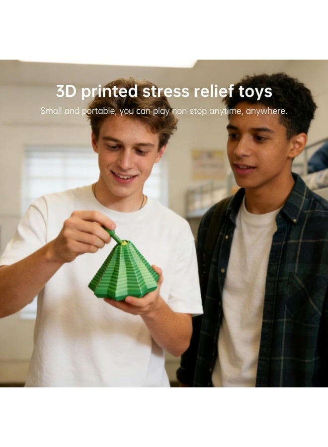 Meetion 3D Printed Sensory Fidget Star,Dual Motion Fidget Toy with Reinforced Handle Color-Changing Spiral Finger Toy with Auditory Feedback, ADHD Anxiety Relief Desk Toy for Office Gifts (Red-Blue) - Image 3