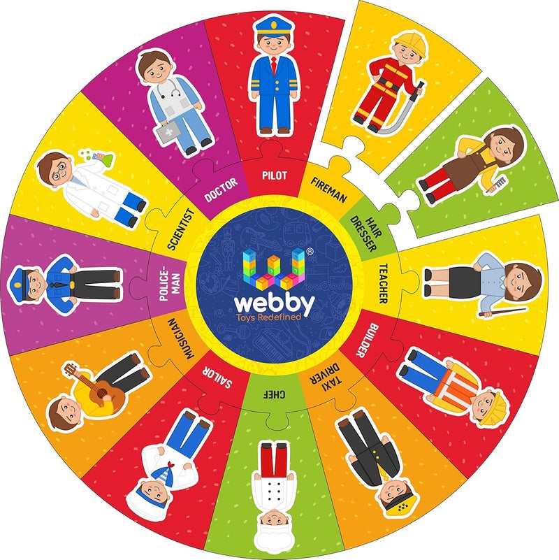 Webby Wooden Professions Jigsaw Puzzle for Boys & Girls, 13 Pcs - Image 1