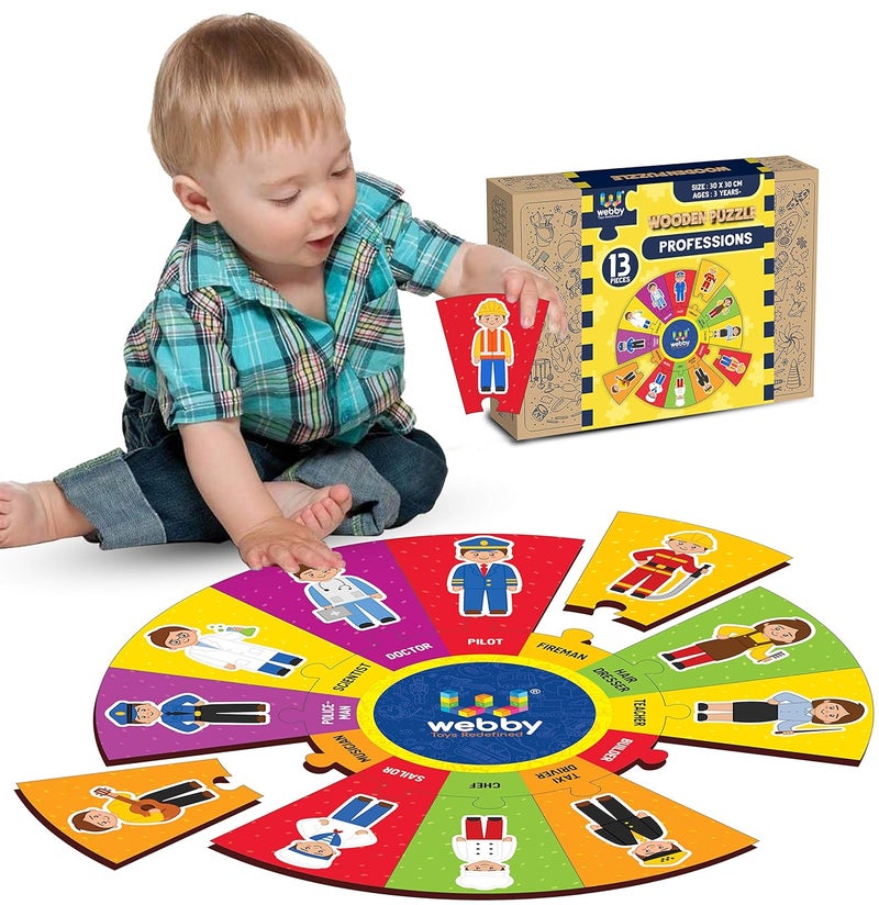 Webby Wooden Professions Jigsaw Puzzle for Boys & Girls, 13 Pcs - Image 2