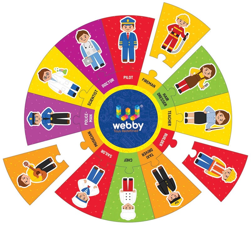 Webby Wooden Professions Jigsaw Puzzle for Boys & Girls, 13 Pcs - Image 3