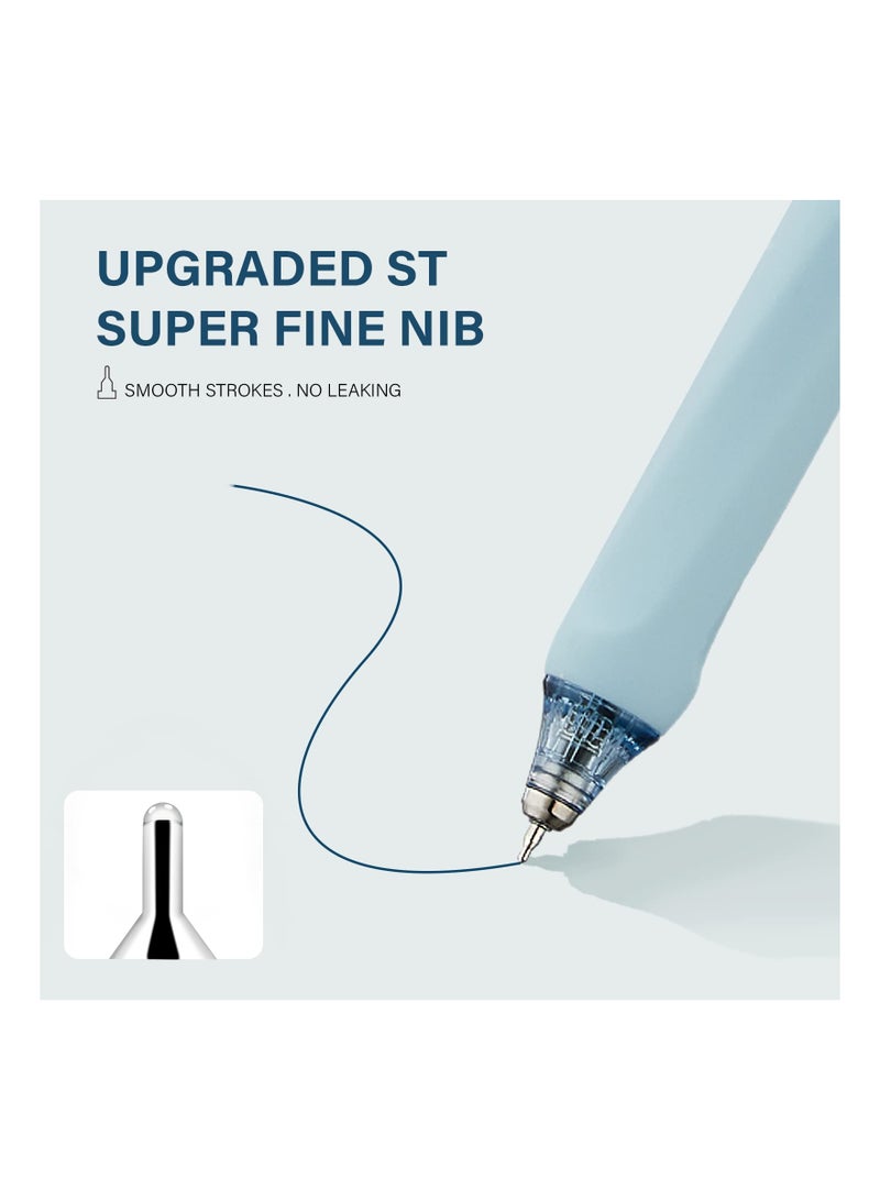 مجموعة أقلام جل 12 قطعة - جافة سريعة 0.5 مم نقطة رفيعة أقلام كروية قابلة للسحب مع 6 حبر أسود و 6 حبر أزرق، نقرة صامتة لتدوين الملاحظات، كتابة الملاحظات، الرسم والتخطيط، كتابة سلسة غير متسربة. - Image 3