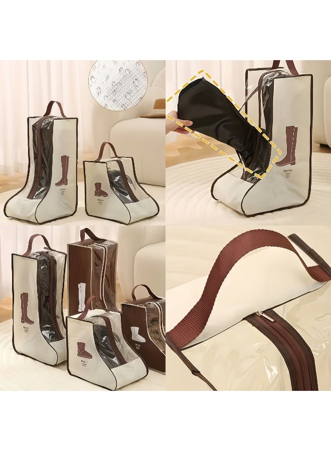 Flossie 4pcs High Boot Bags, Portable Dust Proof Boot Bags for Long Tube, Shoes Bags Women Men Tall Shoe with Handle for Home Daily Shoe Cabinet, 2 Short and 2 Long Dustproof and Water-Resistant Organizers - Image 2