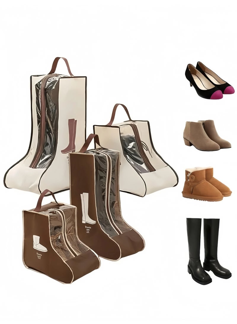 Flossie 4pcs High Boot Bags, Portable Dust Proof Boot Bags for Long Tube, Shoes Bags Women Men Tall Shoe with Handle for Home Daily Shoe Cabinet, 2 Short and 2 Long Dustproof and Water-Resistant Organizers - Image 4
