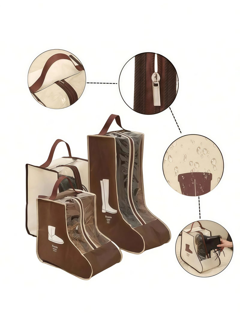 Flossie 4pcs High Boot Bags, Portable Dust Proof Boot Bags for Long Tube, Shoes Bags Women Men Tall Shoe with Handle for Home Daily Shoe Cabinet, 2 Short and 2 Long Dustproof and Water-Resistant Organizers - Image 3