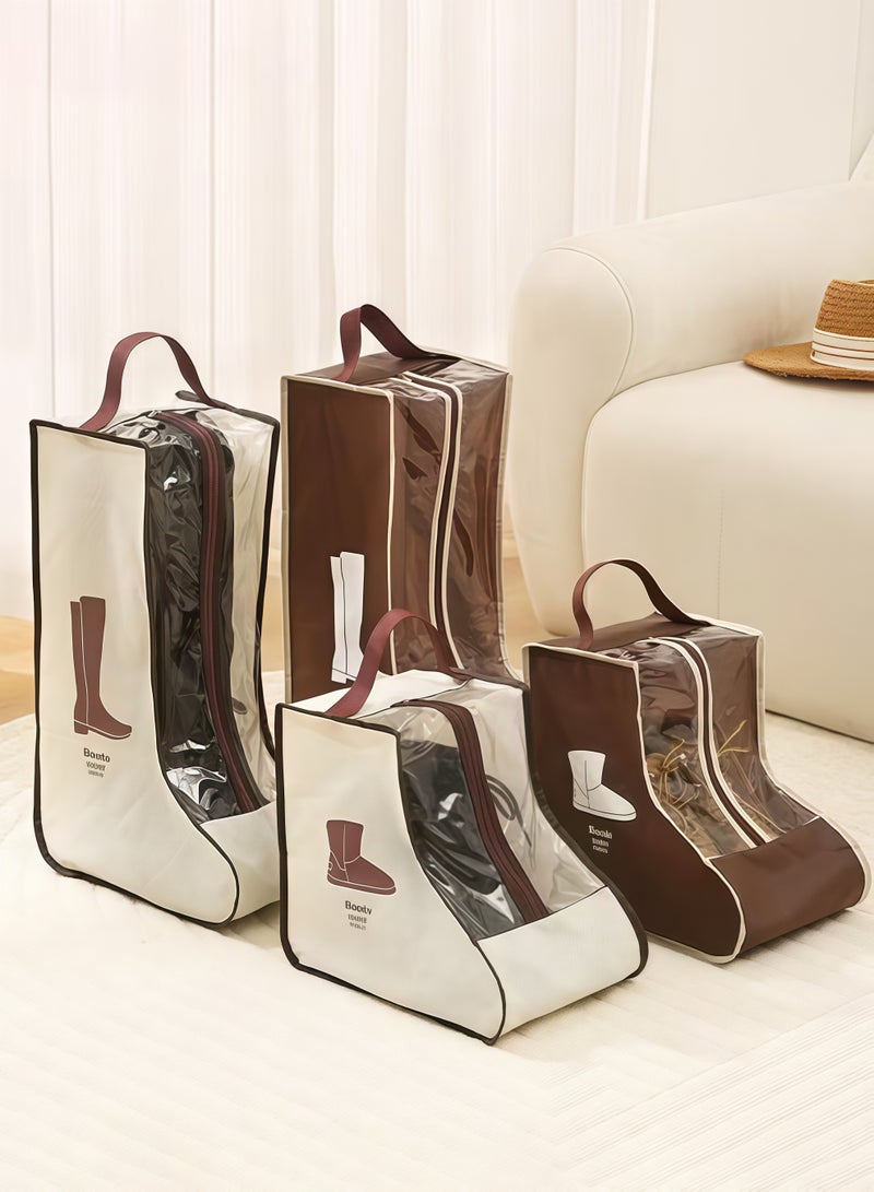 Flossie 4pcs High Boot Bags, Portable Dust Proof Boot Bags for Long Tube, Shoes Bags Women Men Tall Shoe with Handle for Home Daily Shoe Cabinet, 2 Short and 2 Long Dustproof and Water-Resistant Organizers - Image 1