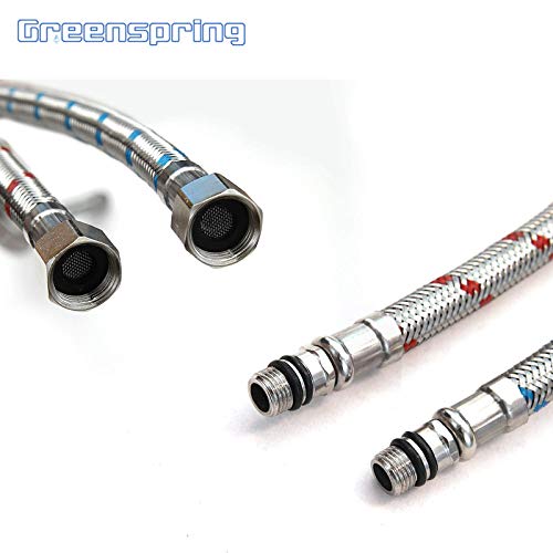 Green Spring Greenspring 40-Inch Long Faucet Connector, 2Pcs Faucet Supply Lines, Kitchen Sink Toilet Hose Braided Stainless Steel Supply Hose 3/8" Female Compression Thread x M10 Male Connector (1 Pair) - Image 5
