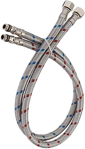 Green Spring Greenspring 40-Inch Long Faucet Connector, 2Pcs Faucet Supply Lines, Kitchen Sink Toilet Hose Braided Stainless Steel Supply Hose 3/8" Female Compression Thread x M10 Male Connector (1 Pair) - Image 1