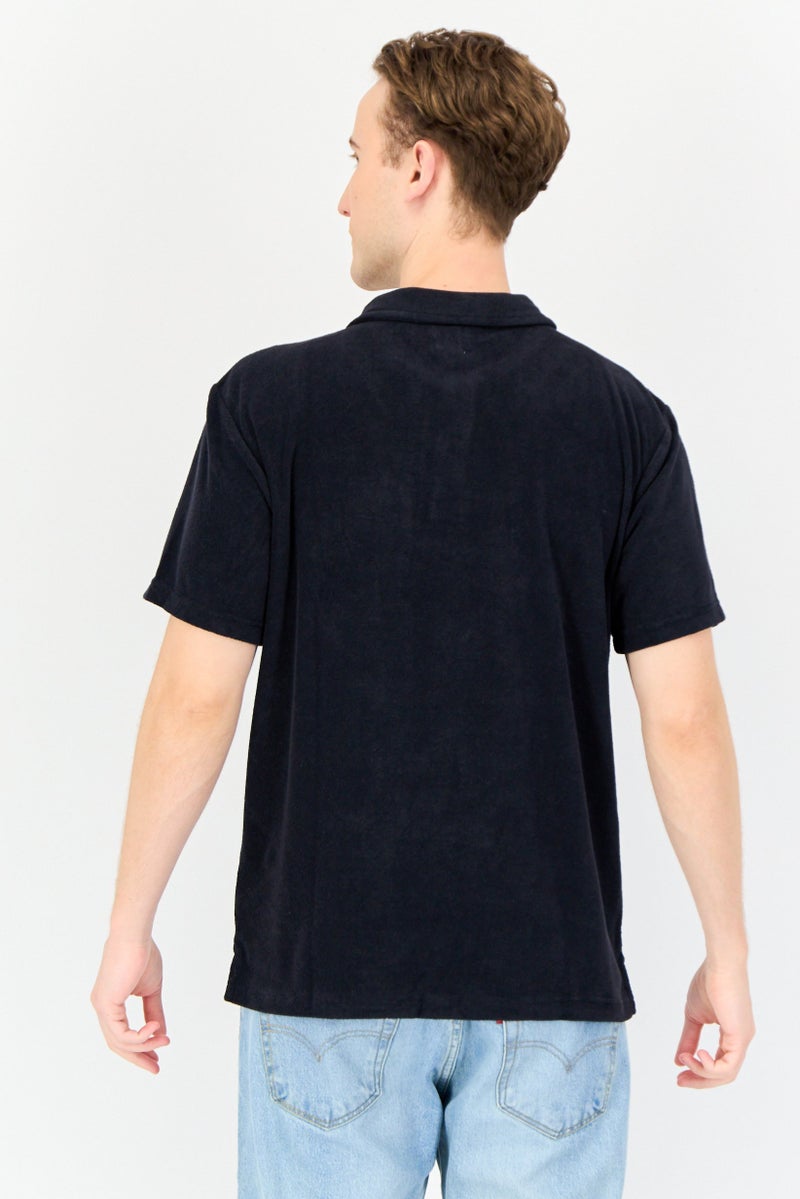 GAP Men Spread Neck Short Sleeves Solid Polo T-Shirt, Black - Image 2