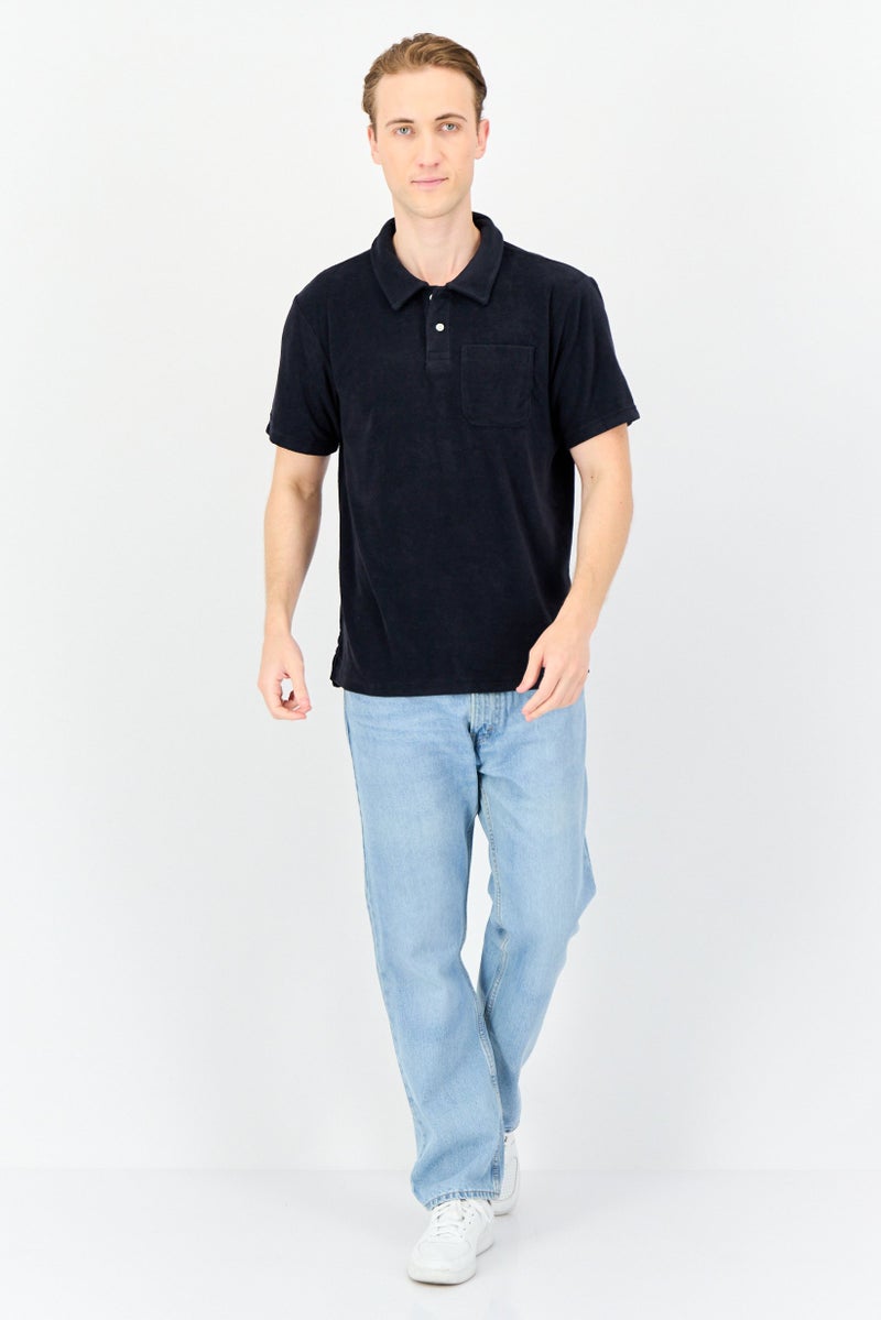 GAP Men Spread Neck Short Sleeves Solid Polo T-Shirt, Black - Image 4