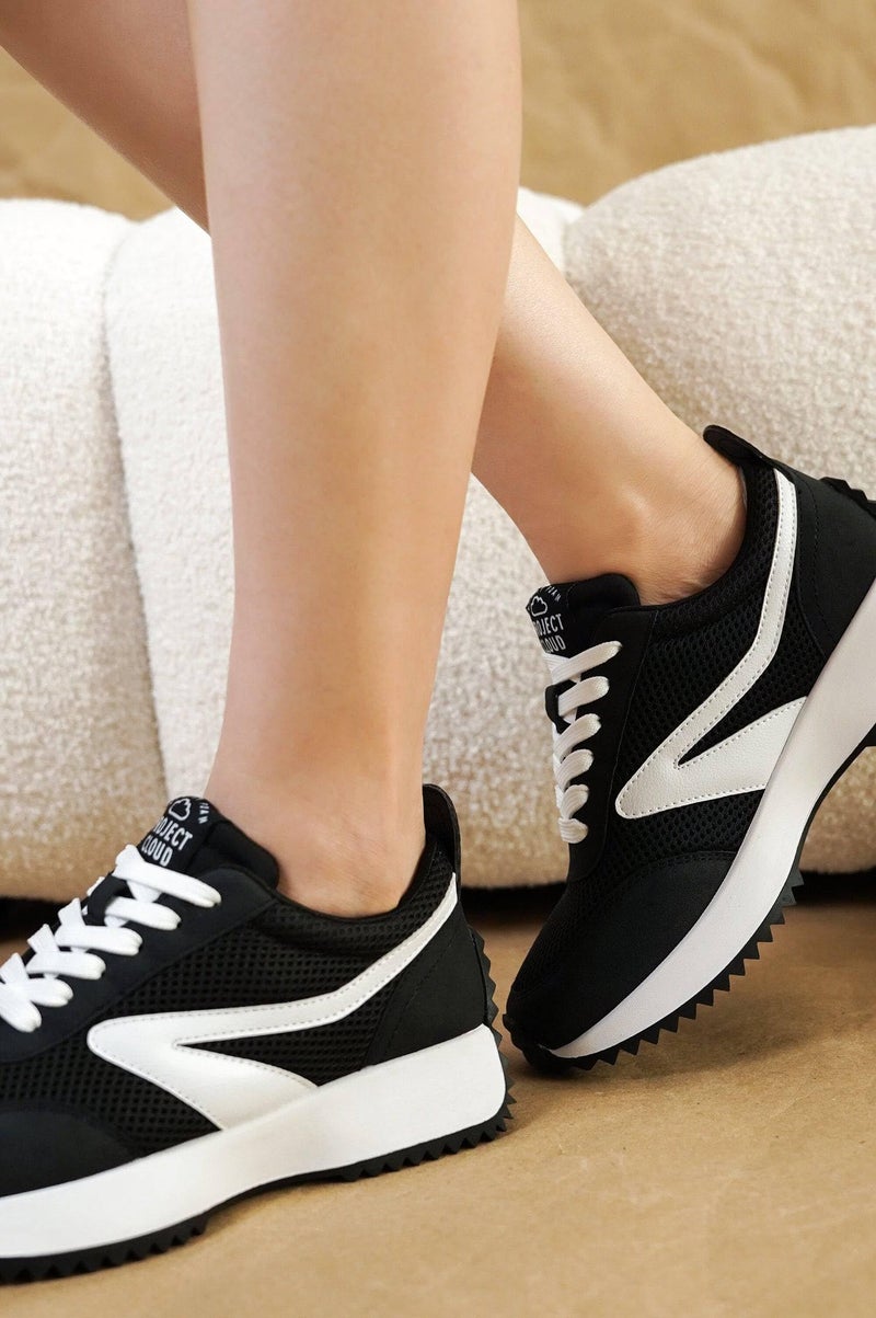 Project Cloud Womens Sneakers - Memory Foam Insole and Lightweight Spring Shoes - Non-Slip Lace Up Trendy Shoes - Fashion Sneakers for Women 2026 (Balinda, BLK, 6.5) - Image 2