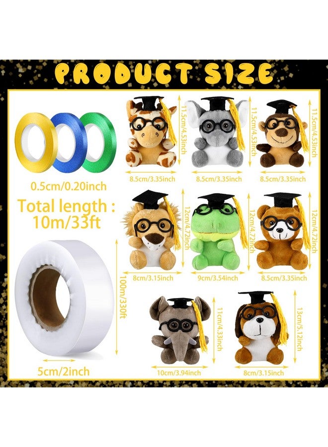 Glenmal 12 Pcs Graduation Stuffed Animal Candy Lei Making Kit Included 2 Inch x 110 yd Lei Bags 3 Rolls Ribbon 8 Animals Bulk 1 Roll Poly Tubing Class of 2025 Graduation Gift Kit - Image 3