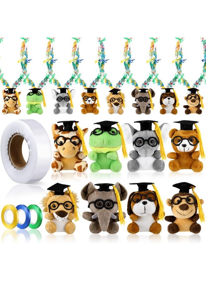 Glenmal 12 Pcs Graduation Stuffed Animal Candy Lei Making Kit Included 2 Inch x 110 yd Lei Bags 3 Rolls Ribbon 8 Animals Bulk 1 Roll Poly Tubing Class of 2025 Graduation Gift Kit - Image 1