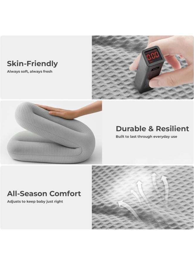 Bukela Baby Lounger for Newborn , Infant Lounger 0-24 Months with Lounger Cover, Cooling Baby Nest Lounger, Breathable Waffle Fabric & 3D Support, Portable Newborn Essentials, Gray - Image 3