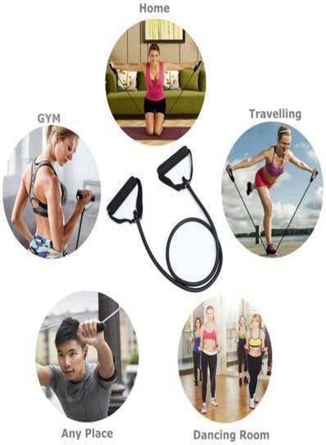 VIRTUAL WORLD Single Toning Resistance Tube Pull Rope Exercise Band for Stretching, Workout, Home Gym and Toning with Grip D Shaped Foam Handles for Men and Women - Image 2