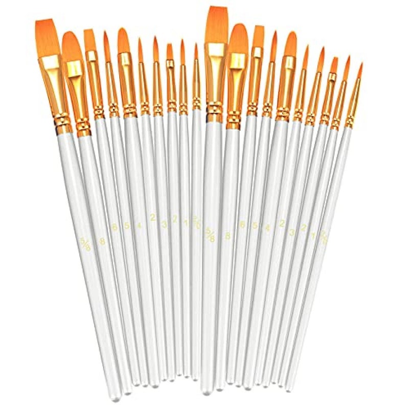 Generic Paint Brushes Set, 2 Pack 20 Pcs Round Pointed Tip Paintbrushes Nylon Hair Artist Acrylic Paint Brushes for Acrylic Oil Watercolor, Face Nail Art, Miniature Detailing & Rock Painting, White - Image 1