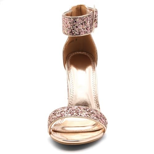Herstyle Rumors Women's High Heels Open Toe Chunky Block Heeled Sandals with Ankle Strap – Dressy Strappy Heels for Prom Wedding Office, and Party, GoldGlitter, Size 9.0 - Image 2