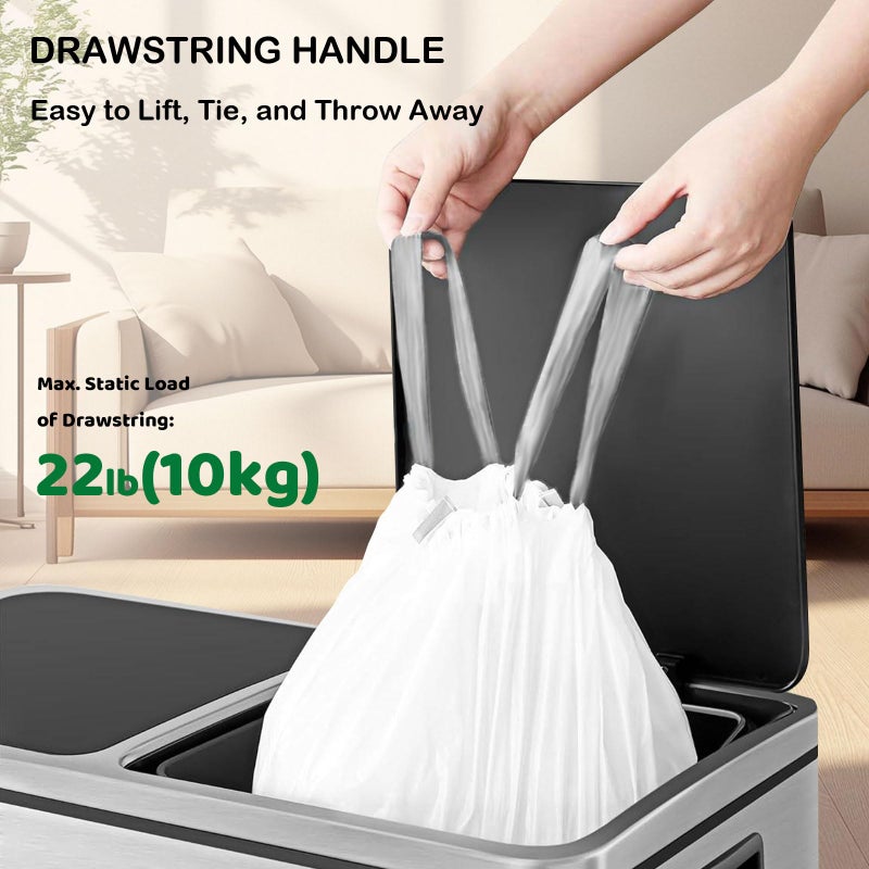 Loveishere 270 Count Heavy-Duty Trash Bags, Compatible with SONGMICS 8-Gallon (30L) Trash Can, Pre-Separated Drawstring Kitchen Garbage Bags, Ideal for Home & Office, 19.9 x 29.1 Inches, 6 Rolls, White - Image 2
