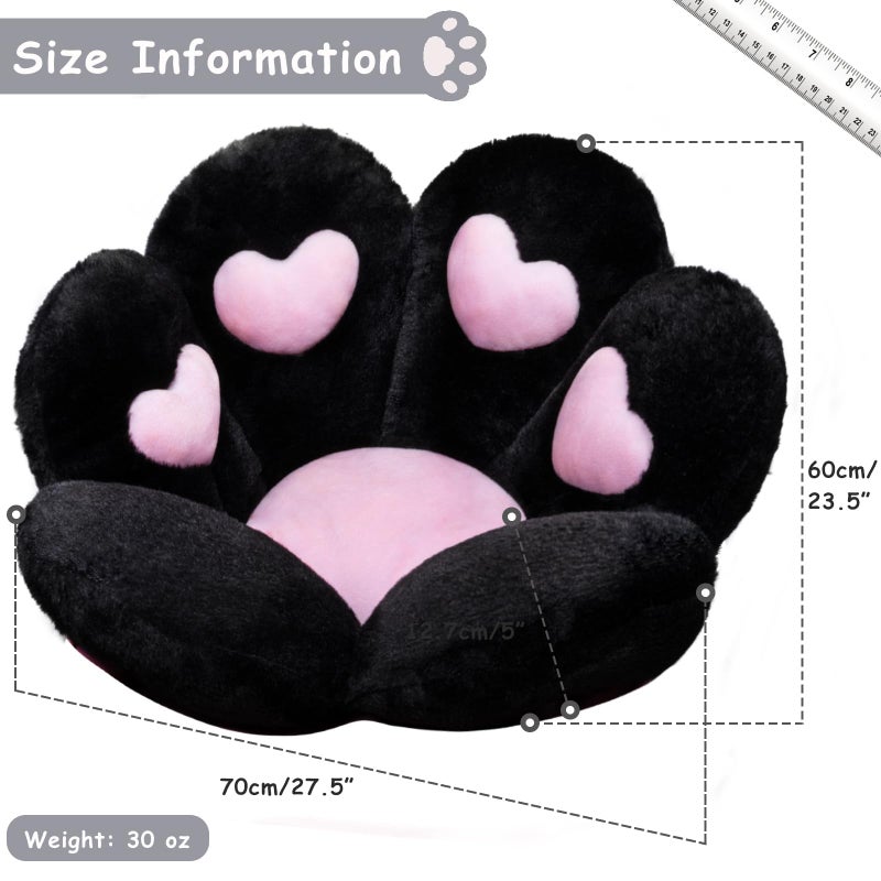 DOBUONO Cat Paw Cushion Kawaii Office Chair Cushion Comfy Plush Gaming Chair Cushion Kawaii Seat Cushion for Girl, Cute Gaming Accessories Room Bedroom Decorate 28"x 24" (Black) - Image 4