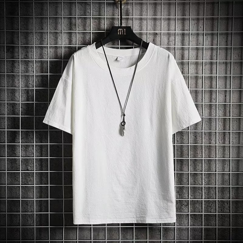 Large Size Ice Silk Ant Zou Short-Sleeved T-Shirt Men'S Summer Thin Solid Color Daily Half-Sleeved T-Shirt Multi-Piece Hair - Image 1