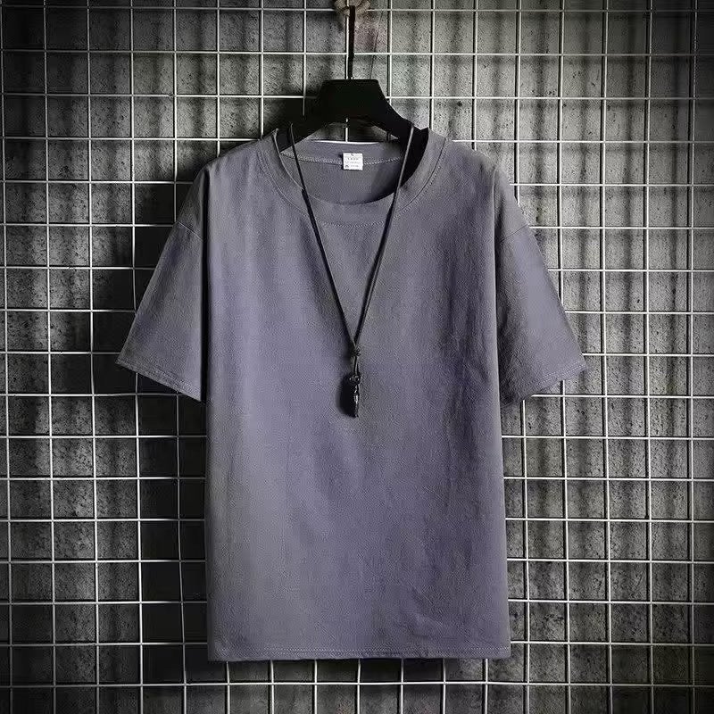 Large Size Ice Silk Ant Zou Short-Sleeved T-Shirt Men'S Summer Thin Solid Color Daily Half-Sleeved T-Shirt Multi-Piece Hair - Image 5