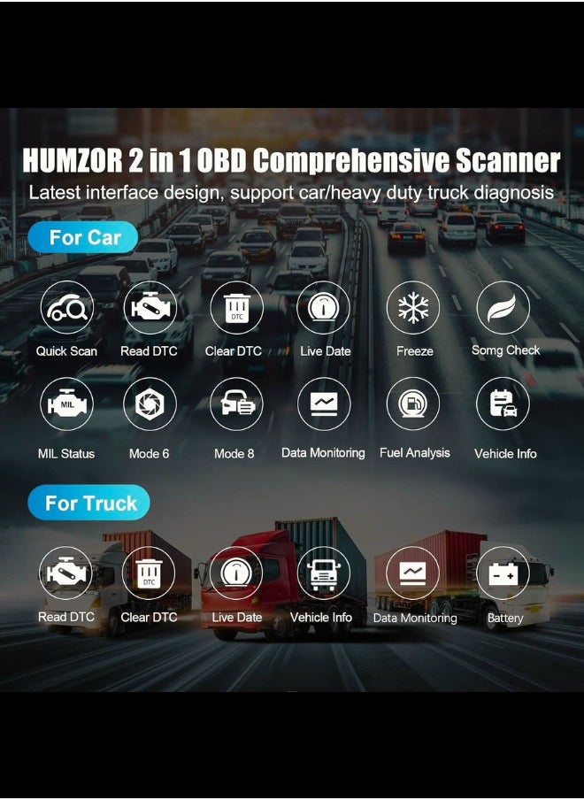 هامزور - NC610 obd2 الماسح الضوئي للسيارة الثقيلة شاحنة رمز القارئ أداة تشخيص الديزل وظيفة obdii الكاملة 2 في 1 محرك السيارات والشاحنة ضوء واضح فحص خطأ أداة المسح التشخيصي - Image 1