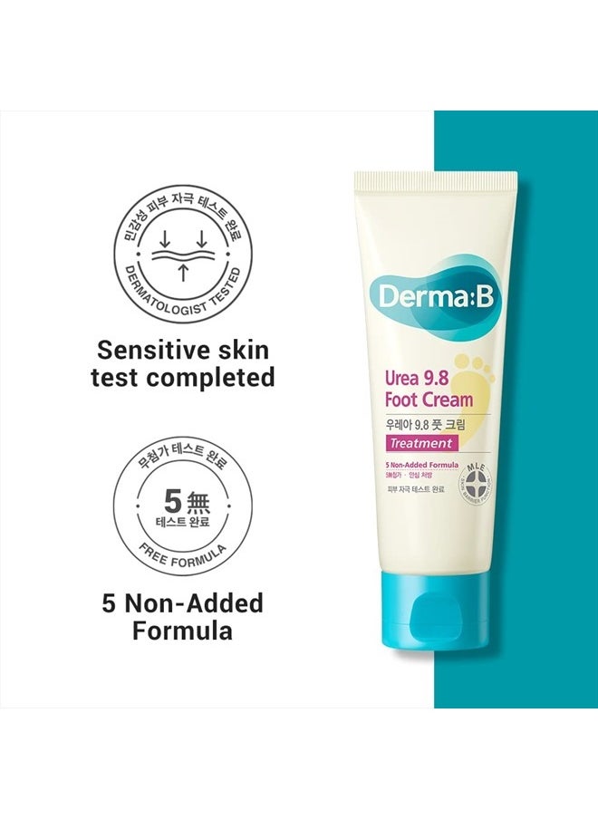 derma b - Urea 9.8% Foot Cream for Dry Cracked Feet with Camellia Oil 2.7 Fl Oz, 80ml - Image 1
