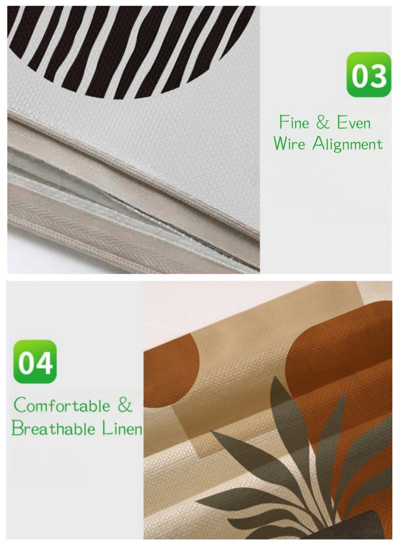 Eilimi أغطية وسائد رمي تجريدية بوهيمية 18"x18" مجموعة من 4، غطاء وسادة هندسي بسيط بأوراق غروب الشمس للكنبة والكرسي والسرير والمكتب والحديقة والفناء والمنزل الخارجي (غطاء فقط) - Image 5