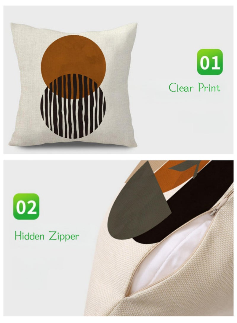 Eilimi أغطية وسائد رمي تجريدية بوهيمية 18"x18" مجموعة من 4، غطاء وسادة هندسي بسيط بأوراق غروب الشمس للكنبة والكرسي والسرير والمكتب والحديقة والفناء والمنزل الخارجي (غطاء فقط) - Image 4