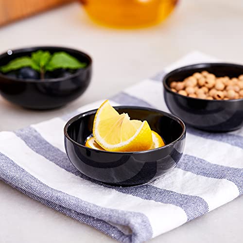Swuut Ceramic Pinch Bowls,2.7 oz Mini Prep Dip Bowl Set,Small Dipping Salsa Charcuterie Soy Sauce Side Dish for Sushi,Set of 6(Black) - Image 5