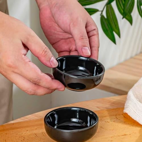 Swuut Ceramic Pinch Bowls,2.7 oz Mini Prep Dip Bowl Set,Small Dipping Salsa Charcuterie Soy Sauce Side Dish for Sushi,Set of 6(Black) - Image 3