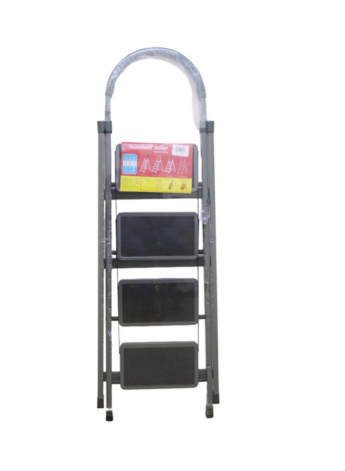 AL QADAH Metal Step Ladder 4 Step Foldable Gray 141x44cm Anti Slip Wide Pedals Safety Lock Tool Tray Lightweight Utility Ladder for Home Kitchen Garage Use - Image 5