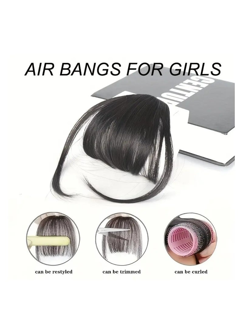 LANGMANNI Clip-In Synthetic Bangs Wig - Natural Looking Straight Hair Fringe for Women, High-Temperature Fiber, Ideal for Cosplay and Parties, Cosplay Accessory|Clipon Fringe|Realistic Hairline, Wig Accessories  - Image 3