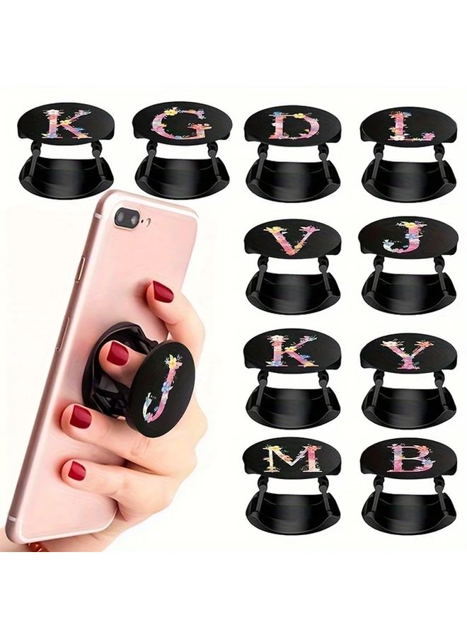 Black Folding Telescopic Letter Design Phone Stand with Custom Initial - Image 1