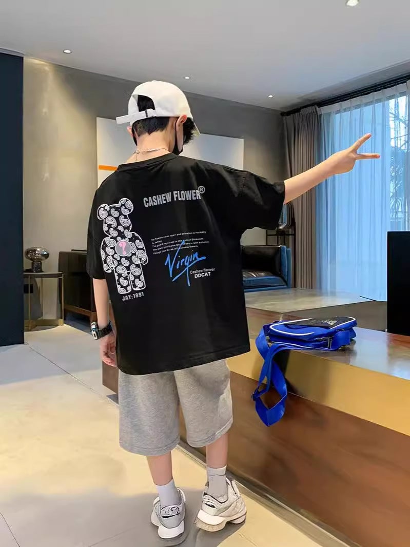 Boys' Short-Sleeved T-Shirt Kidsren'S Summer Top 2026 New Korean Style Boys' Half-Sleeved Bear Cartoon Round Neck Clothes T - Image 5