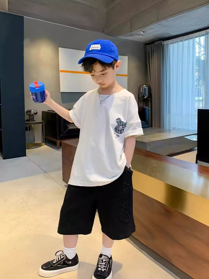 Boys' Short-Sleeved T-Shirt Kidsren'S Summer Top 2026 New Korean Style Boys' Half-Sleeved Bear Cartoon Round Neck Clothes T - Image 3