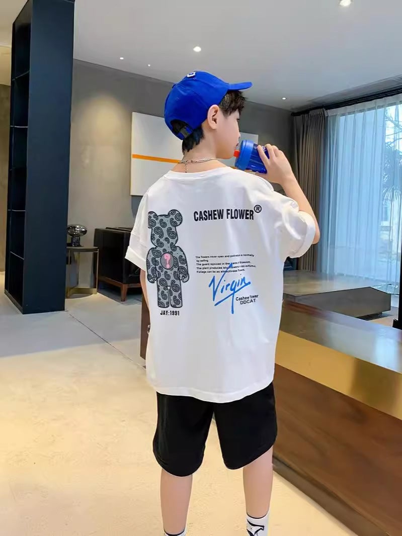 Boys' Short-Sleeved T-Shirt Kidsren'S Summer Top 2026 New Korean Style Boys' Half-Sleeved Bear Cartoon Round Neck Clothes T - Image 4