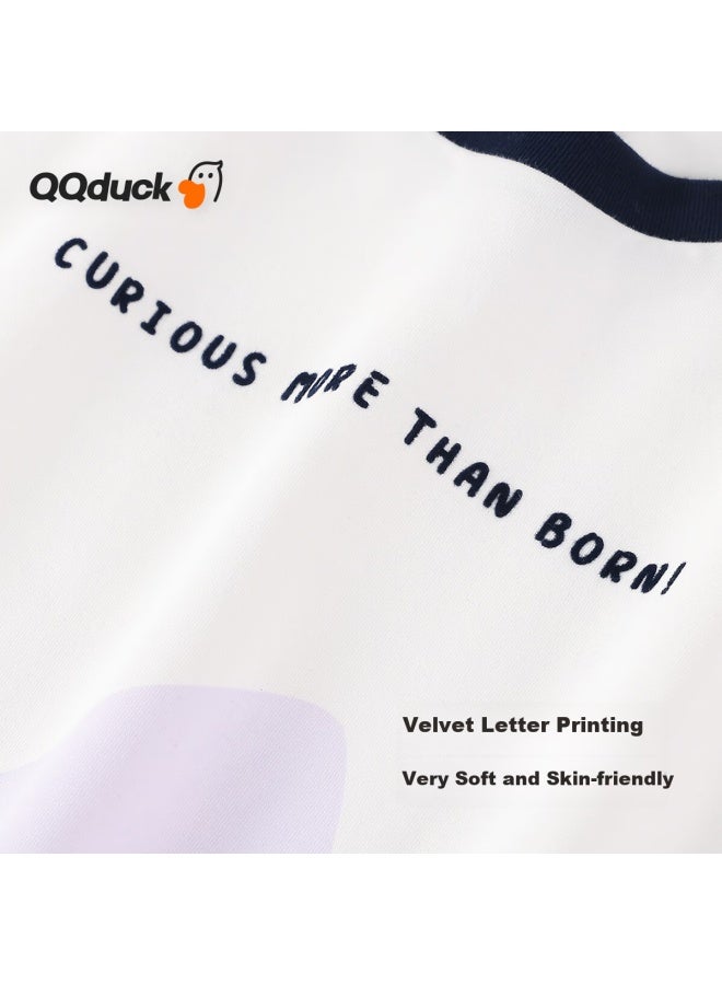 QQ DUCK تي شيرت قصير الأكمام للبنات من كيو كيو دك، ملابس صيفية للأطفال، قمة لطيفة للطلاب، ملابس شبابية، بنفسجي صودا الخوخ، مقاس 165 - Image 5