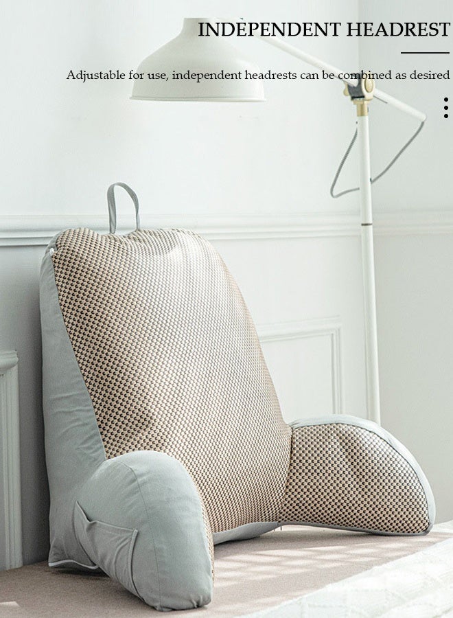 DUNISO وسادة قراءة، وسادة كبيرة للراحة مع لفة عنق قابلة للفصل، مسند ظهر مع ذراعين، جيوب وغلاف قابل للغسل، للجلوس في السرير أو الأريكة - وسادة مسند ظهر للقراءة للبالغين، وسائد للقراءة، مشاهدة التلفاز، الألعاب، الاسترخاء - Image 4