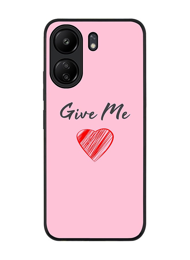 Stylizedd Rugged Black edge case for Xiaomi Poco C65, Slim fit Soft Case Flexible Rubber Edges Anti Drop TPU Gel Thin Cover- Give me love - Image 1