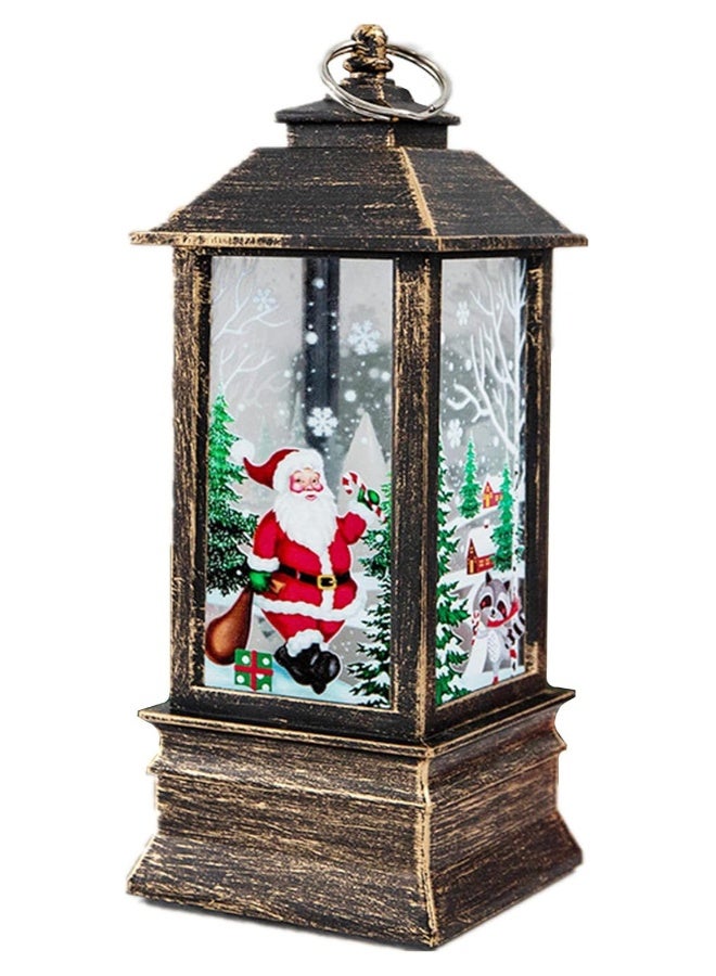 Christmas Lantern Christmas Decoration,Christmas Night Light Lamp,Fireplace Tabletop Lanterns Luminous Plastic Chandelier for Party Wedding Indoor Outdoor Patio,Battery Operated (Brown/Santa) - Image 1