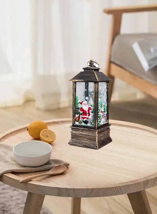 Christmas Lantern Christmas Decoration,Christmas Night Light Lamp,Fireplace Tabletop Lanterns Luminous Plastic Chandelier for Party Wedding Indoor Outdoor Patio,Battery Operated (Brown/Santa) - Image 5
