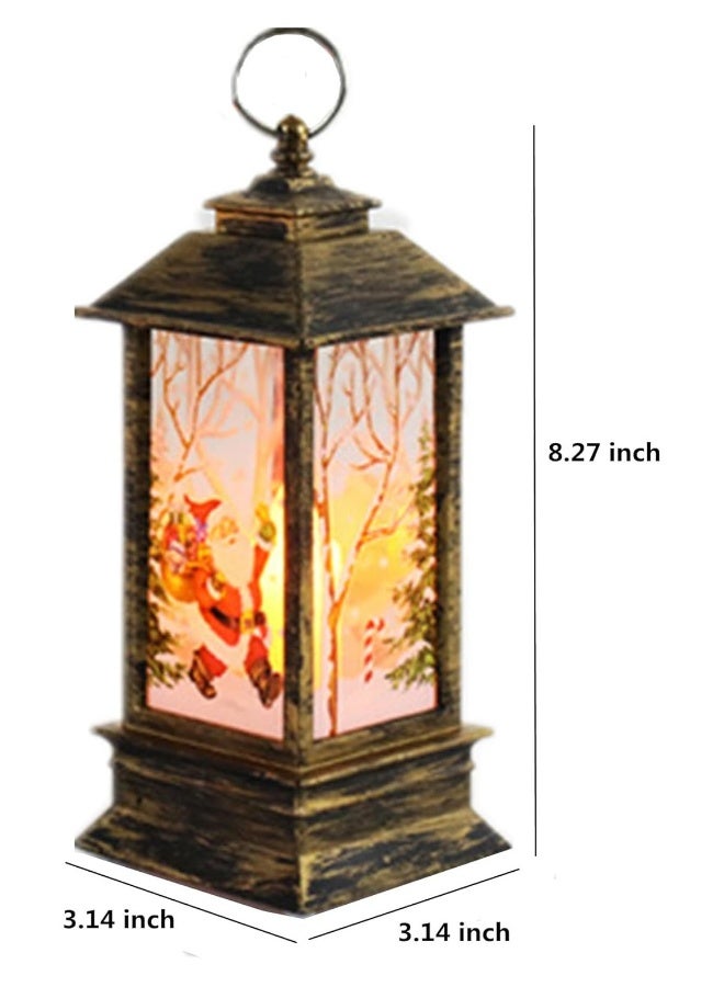 Christmas Lantern Christmas Decoration,Christmas Night Light Lamp,Fireplace Tabletop Lanterns Luminous Plastic Chandelier for Party Wedding Indoor Outdoor Patio,Battery Operated (Brown/Santa) - Image 2