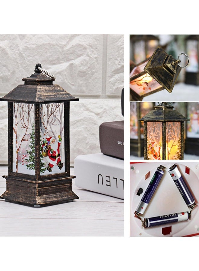 Christmas Lantern Christmas Decoration,Christmas Night Light Lamp,Fireplace Tabletop Lanterns Luminous Plastic Chandelier for Party Wedding Indoor Outdoor Patio,Battery Operated (Brown/Santa) - Image 3